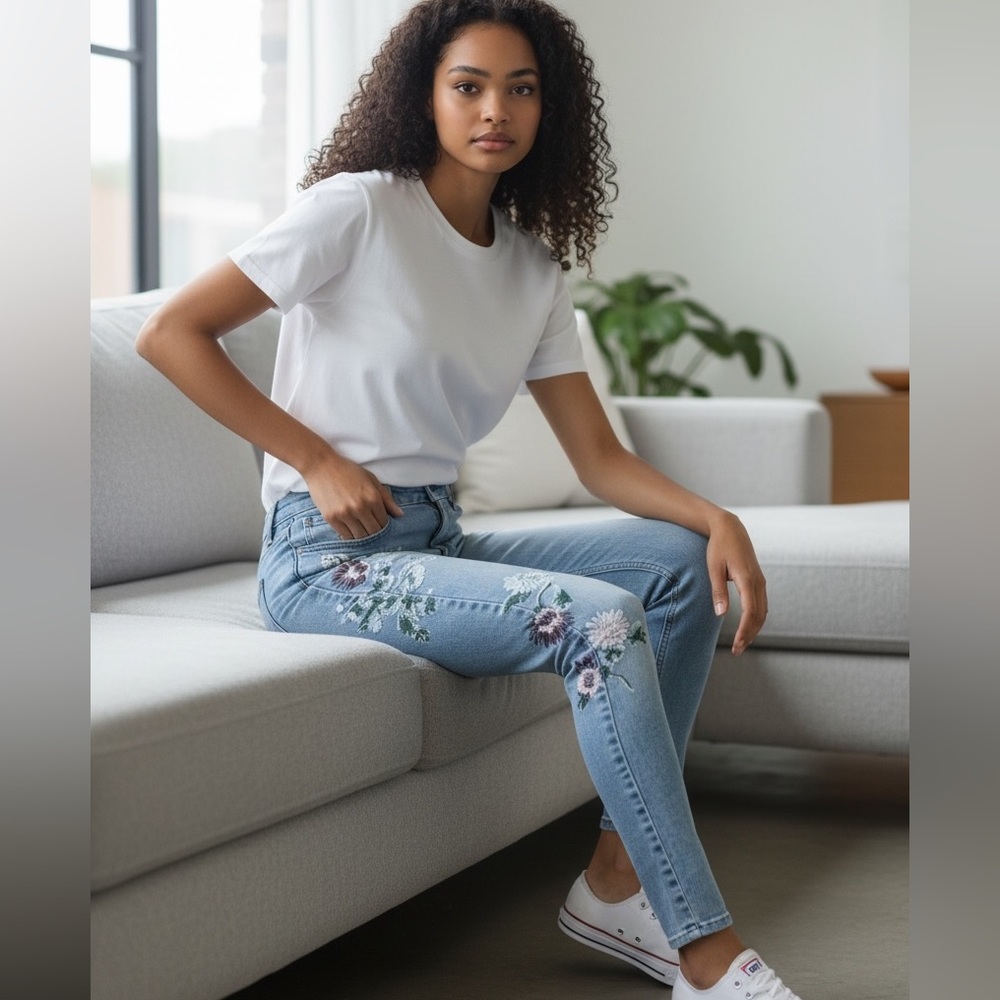 7 for All Mankind Handpainted 24 Ankle Skinny